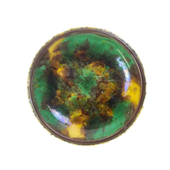 Wedgwood England Antique c. 1870-1890 Majolica Comport Tortoiseshell Glaze-Rare - Picture 3 of 13